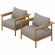 Wren Outdoor Accent Arm Chair in Driftwood Brown Fabric & Teak (Set of 2)
