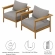 Wren Outdoor Accent Arm Chair in Driftwood Brown Fabric & Teak (Set of 2)