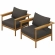 Wren Outdoor Accent Arm Chair in Flint Gray Fabric & Teak (Set of 2)