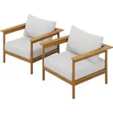 Wren Outdoor Accent Arm Chair in Sail White Fabric & Teak (Set of 2)