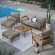 Wren 6 Piece Outdoor Sofa Set in Driftwood Brown Fabric & Teak