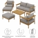 Wren 6 Piece Outdoor Sofa Set in Driftwood Brown Fabric & Teak