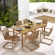 Abacus 7 Piece Outdoor Dining Table Set in Wood Finish Metal & Natural Rattan