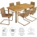 Abacus 7 Piece Outdoor Dining Table Set in Wood Finish Metal & Natural Rattan