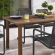 Abacus 7 Piece Outdoor Dining Table Set in Walnut Finish Metal & Black Rattan
