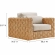 Thames 4 Piece Outdoor Loveseat Set in Natural Wicker Rattan & Gray Fabric