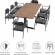 Aeris 9 Piece Outdoor Dining Set in Black Aluminum, Faux Wood & Gray Fabric