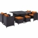 Inverse 9 Pc. Outdoor Patio Dining Set in Synthetic Rattan with Orange Cushions