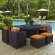 Inverse 9 Pc. Outdoor Patio Dining Set in Synthetic Rattan with Orange Cushions