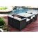 Inverse 9 Pc. Outdoor Patio Dining Set in Synthetic Rattan with White Cushions