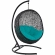 Encase Swing Outdoor Lounge Chair in Poly Rattan with Turquoise Cushion