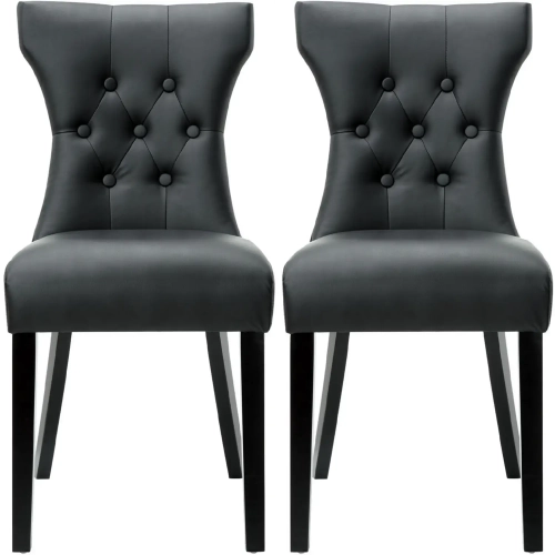 Silhouette Dining Chair in Black Leatherette (Set of 2)