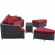 Monterey Outdoor Patio Sectional Sofa Set in Brown with Red Cushions