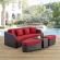 Monterey Outdoor Patio Sectional Sofa Set in Brown with Red Cushions