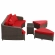 Monterey Outdoor Patio Sectional Sofa Set in Brown with Red Cushions