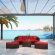 Monterey Outdoor Patio Sectional Sofa Set in Brown with Red Cushions
