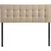 Lily Queen Tufted Leatherette Headboard in Beige