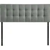 Lily Queen Tufted Leatherette Headboard in Gray