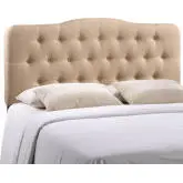 Annabel Queen Tufted Beige Fabric Headboard