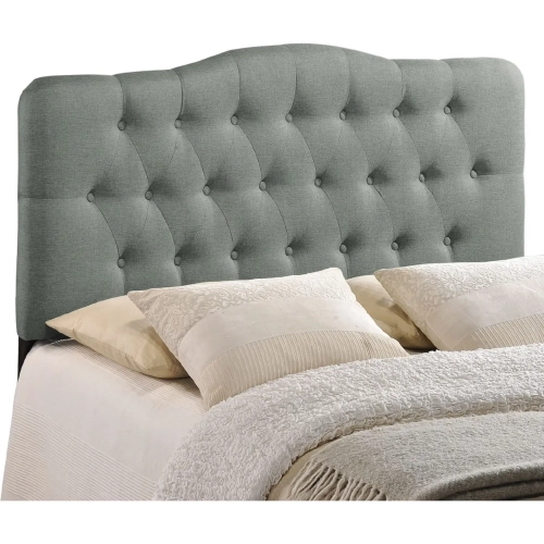 Annabel Queen Tufted Gray Fabric Headboard