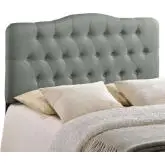 Annabel Queen Tufted Gray Fabric Headboard