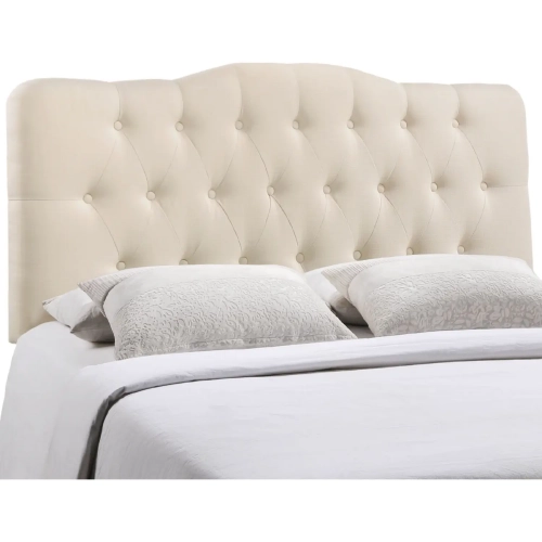 Annabel Queen Tufted Ivory Fabric Headboard