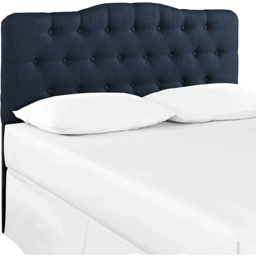 Annabel Queen Fabric Arched Headboard in Tufted Navy