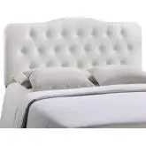 Annabel Queen Tufted White Leatherette Headboard