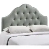 Sovereign Queen Tufted Fabric Headboard in Gray