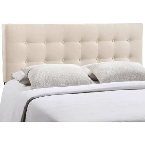 Emily Queen Tufted Ivory Fabric Headboard