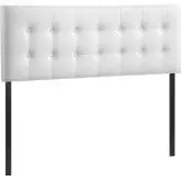 Emily Queen Headboard in White Button Tufted Leatherette