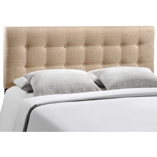 Emily King Tufted Beige Fabric Headboard