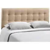 Emily King Tufted Beige Fabric Headboard