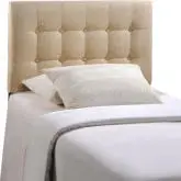 Emily Twin Tufted Beige Fabric Headboard