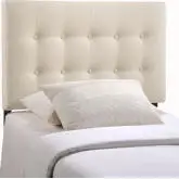 Emily Twin Tufted Ivory Fabric Headboard