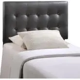 Emily Twin Tufted Black Leatherette Headboard