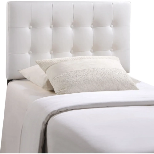 Emily Twin Tufted White Leatherette Headboard