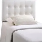 Emily Twin Tufted White Leatherette Headboard