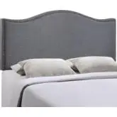 Curl Queen Nailhead Upholstered Headboard in Smoke Linen