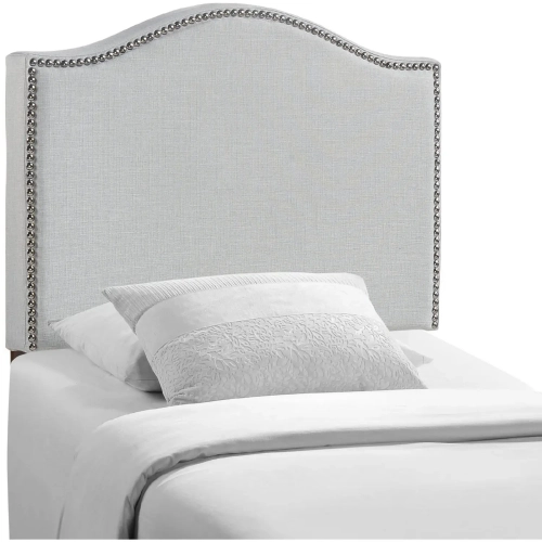 Curl Twin Nailhead Upholstered Headboard in Gray Linen