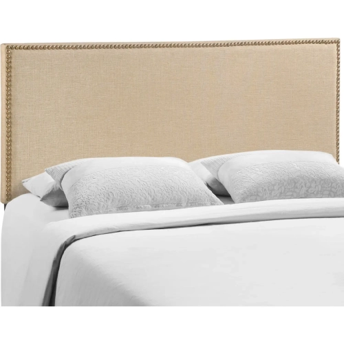 Region Queen Nailhead Upholstered Headboard in Cafe Linen