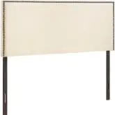 Region King Nailhead Upholstered Headboard in Ivory Linen