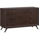 Tracy Wood 3 Drawer Dresser & Mirror Set in Cappuccino