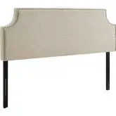 Laura Queen Headboard in Beige Fabric w/ Nailhead