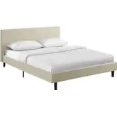 Anya Queen Bed in Beige Fabric