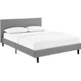 Anya Queen Bed in Light Gray Fabric