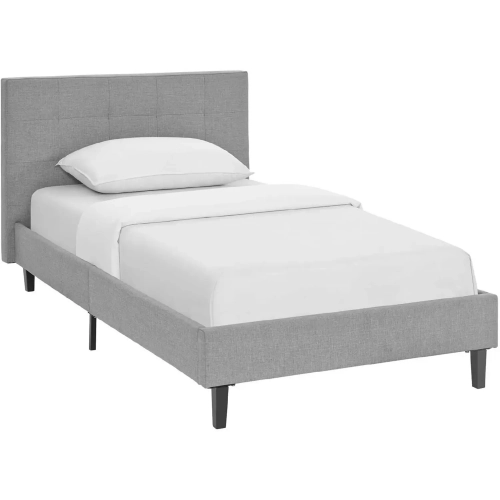 Linnea Twin Bed in Tufted Light Gray Fabric