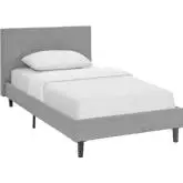 Linnea Twin Bed in Tufted Light Gray Fabric