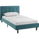 Linnea Twin Bed in Tufted Teal Fabric