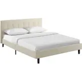 Linnea Full Bed in Tufted Beige Fabric